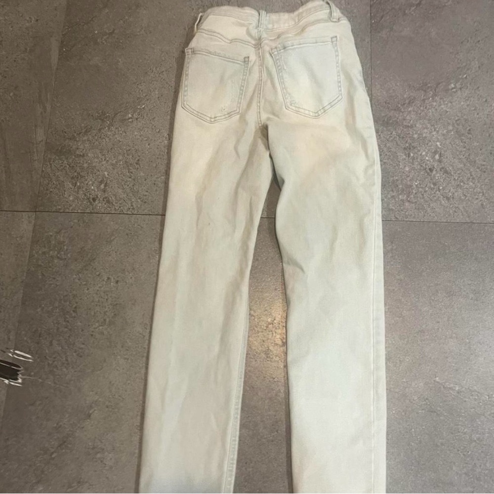Macy's High Rise Distressed Cream Jeans - Picture 2 of 2